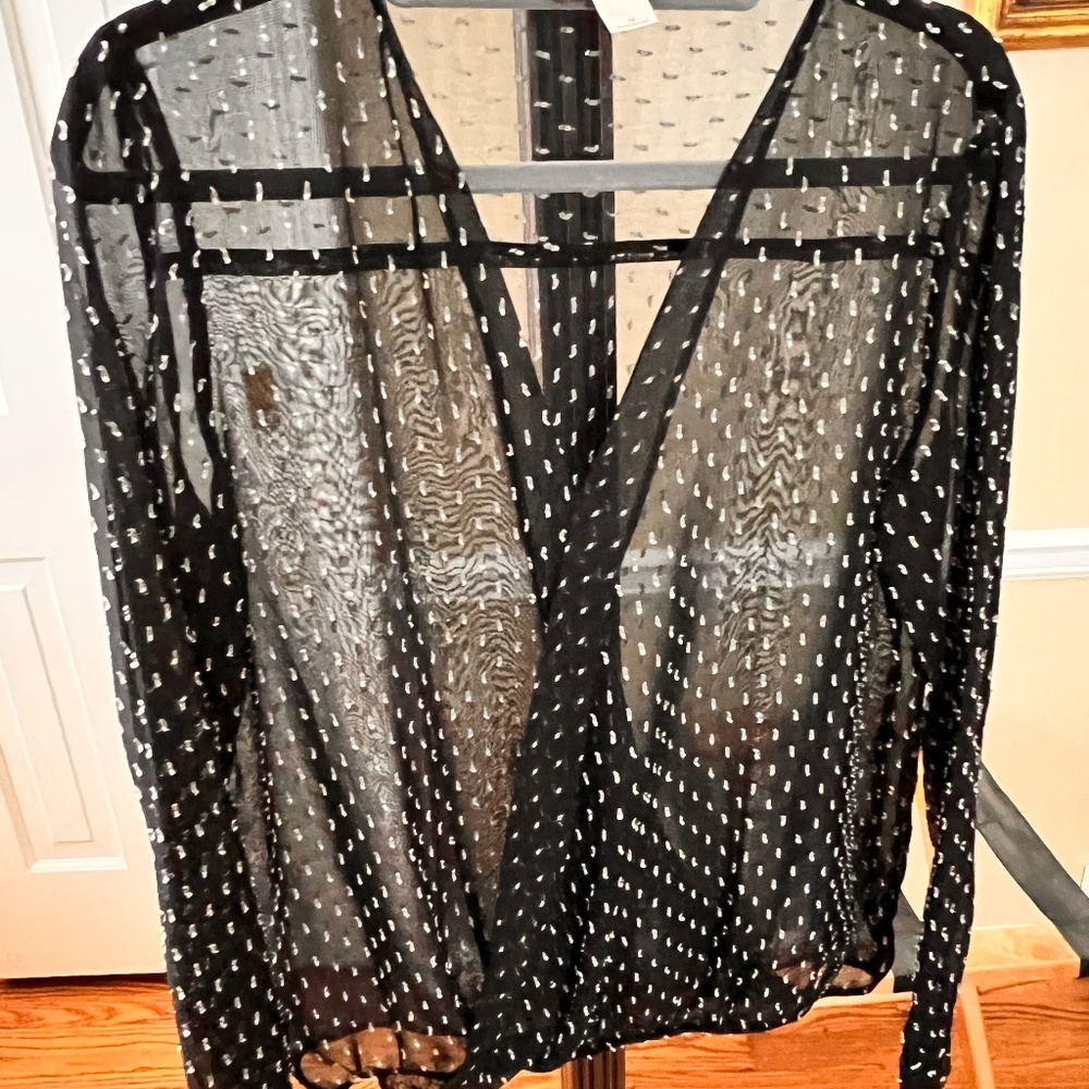 Loft sheer black blouse. Medium